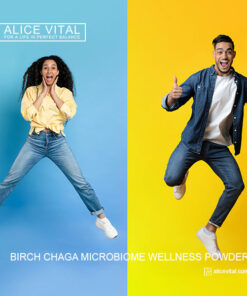 chaga powder bottle for microbiome support with birch chaga powder flexible drink routine and clean daily wellness habit by alicevital homes