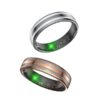 bluetooth smart health tracking ring collage showing slim design gesture control sports modes waterproof build and app insights