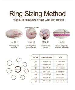 smart health ring size chart showing finger measurement method inner diameter guide and available sizes 6 to 12 for accurate fit