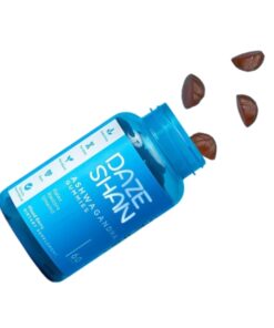 ashwagandha gummies for calm support by alicevital in a tilted bottle image with mixed berry gummies for a dynamic wellness scene today