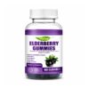 elderberry gummies daily immune support by alicevital front bottle label with black elderberry extract for adult wellness for daily routine