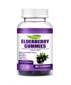elderberry gummies daily immune support by alicevital front bottle label with black elderberry extract for adult wellness for daily routine