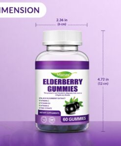 elderberry gummies daily immune support by alicevital open bottle view with gummies and black elderberry extract for adult care and routine