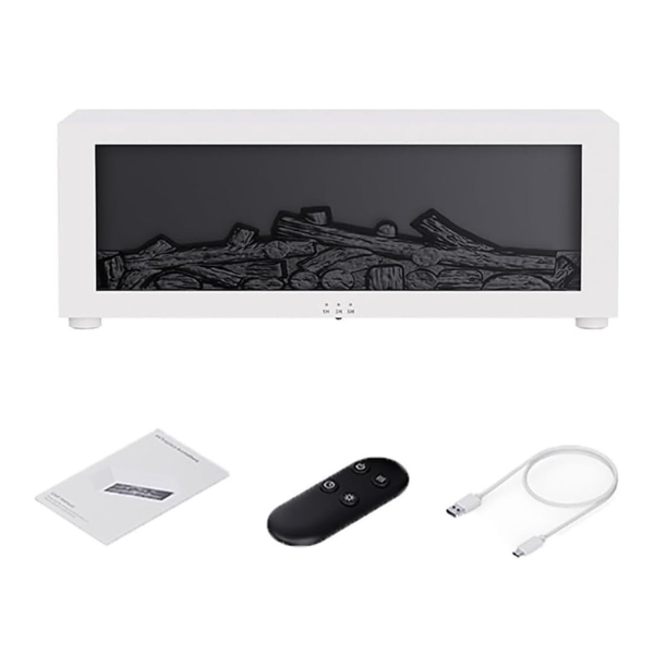 fireplace aroma diffuser with 3d flame effect white ambient set with remote usb cable and manual for stylish home fragrance rituals use glow