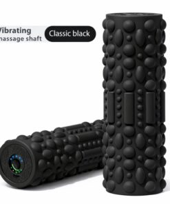 vibrating foam roller in classic black for deep tissue muscle recovery portable full body support for training warmups and daily use at home