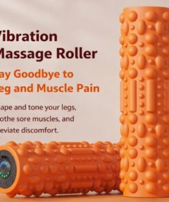 vibrating foam roller in orange showing textured surface and portable design supporting leg and muscle recovery daily use and training routines