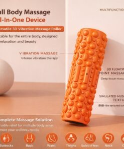 vibrating foam roller supporting feet showing high strength structure with 170kg load capacity textured surface and daily recovery balance use