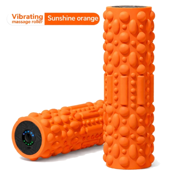 vibrating foam roller in sunshine orange for deep tissue muscle recovery portable full body support for training warmups and daily use daily