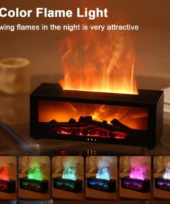 fireplace aroma diffuser with 3d flame effect creating warm ambient light and calming mist for relaxation and home wellness routine