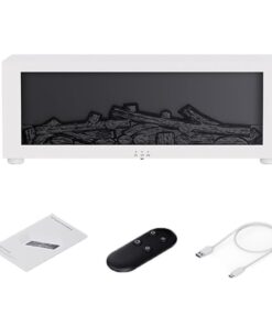 fireplace aroma diffuser with 3d flame effect white ambient set with remote usb cable and manual for stylish home fragrance rituals use glow