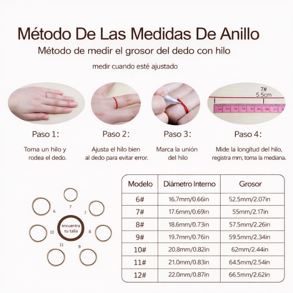 guia de tallas para anillo inteligente salud con medicion del dedo