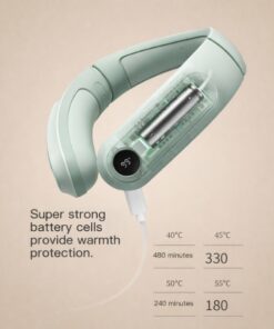 heated neck massager with heat therapy showing internal structure temperature control system and safety certifications details