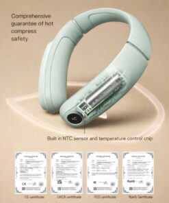 heated neck massager with heat therapy showing battery performance temperature levels and extended use duration for daily comfort