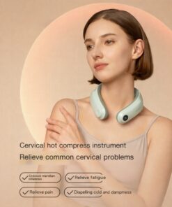 neck and shoulder massager with heat worn by user supporting cervical relaxation comfort tension relief and daily wellness use