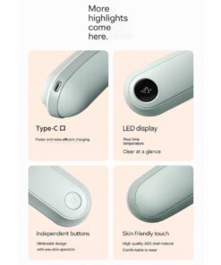 neck massager with heat therapy showing usb c charging port led display control buttons and skin friendly ergonomic design