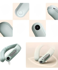 neck massager with heat therapy showing technical components usb c port led display control buttons and internal structure design