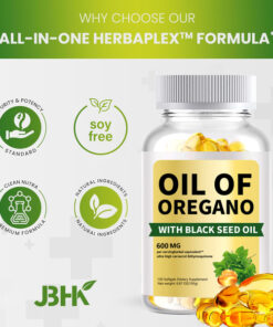 oil of oregano capsules nutrition panel by alicevital showing product details for simple daily wellness use