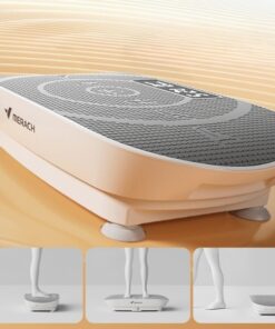 hand holding the portable power vibration plate remote control for easy speed adjustment without bending over