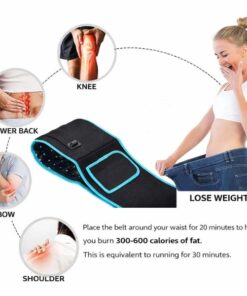 open red light therapy waist belt showing the illuminated interior panel and included accessories, highlighting a wearable recovery setup with heat and light support