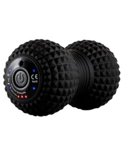 electric vibrating massage ball in black silicone with textured surface for muscle recovery deep tissue massage and trigger point relief gym
