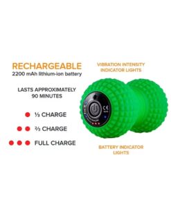 rechargeable massage ball with battery indicator lights showing charge level and vibration intensity
